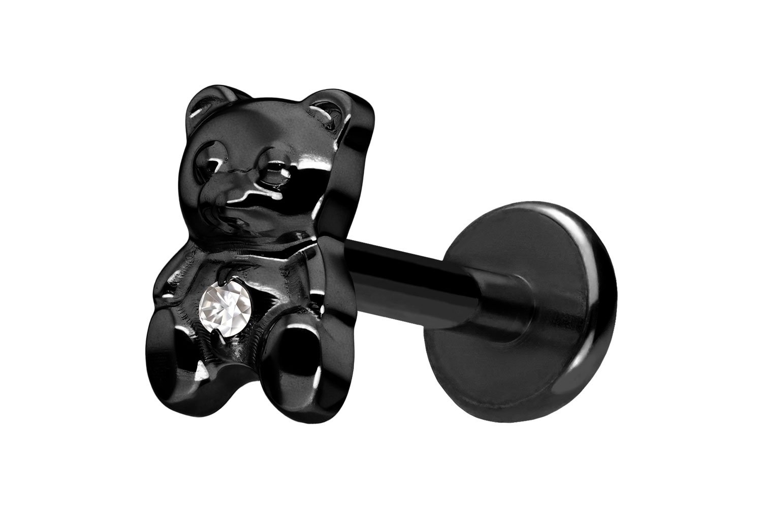 Titan Labret Piercing mit Push Fit TEDDYBÄR